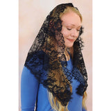 Large Eyelash Lace Triangle Black Chapel Veil