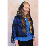 Large Eyelash Lace Rectangle Black Chapel Veil