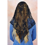 Large Eyelash Lace Triangle Black Chapel Veil