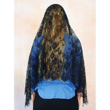 Large Eyelash Lace Rectangle Black Chapel Veil