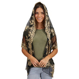 Black & Gold Long Chapel Veil
