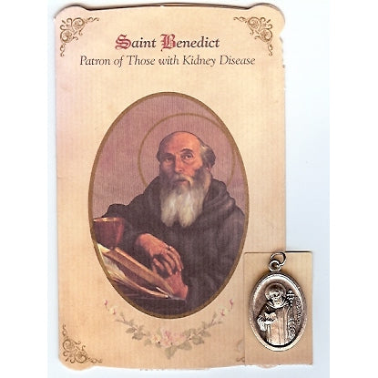St. Benedict (Kidney Disease) Healing Medal Holy Card