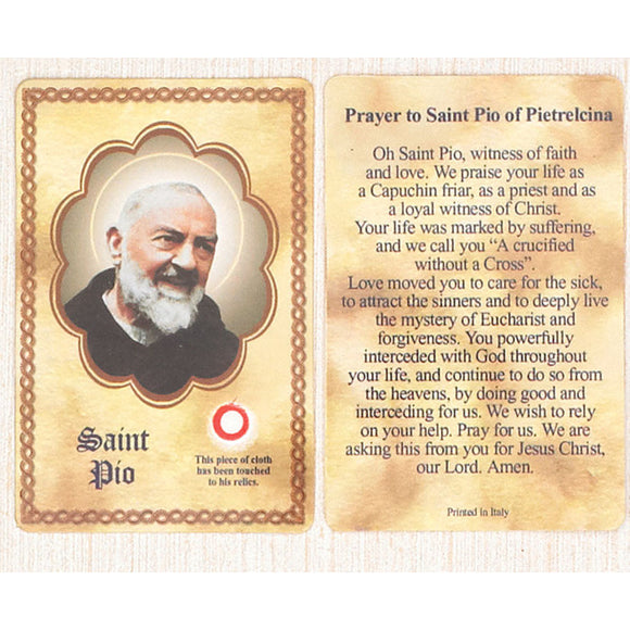 St. Padre Pio Relic Card