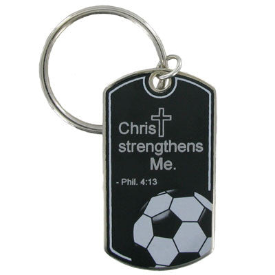 Soccer Dog Tag Style Keychain