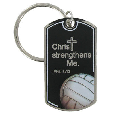Volleyball Dog Tag Style Keychain