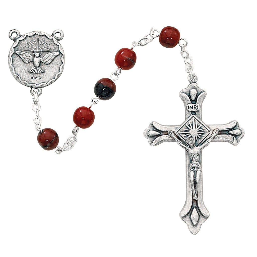 Red Marbled Holy Spirit Rosary – The Catholic Gift Store