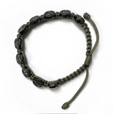 Saint Benedict Gunmetal Medal Corded Bracelet