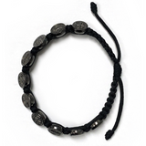 Saint Benedict Gunmetal Medal Corded Bracelet