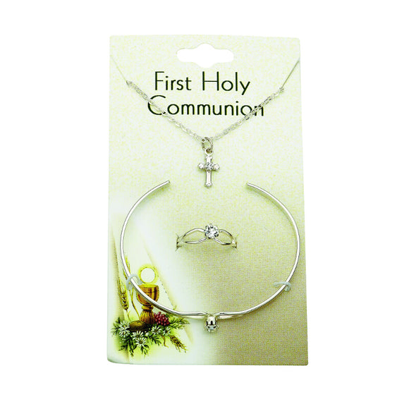 First Communion Jewelry Set in Silver