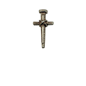 Single Nail Cross Pewter Lapel Pin