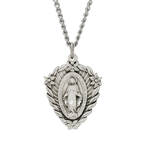 Floral Shield Miraculous Medal