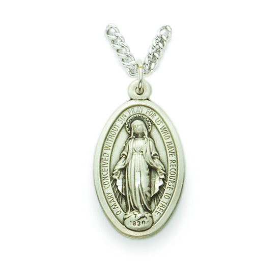Large Oval Sterling Silver Miraculous Medal