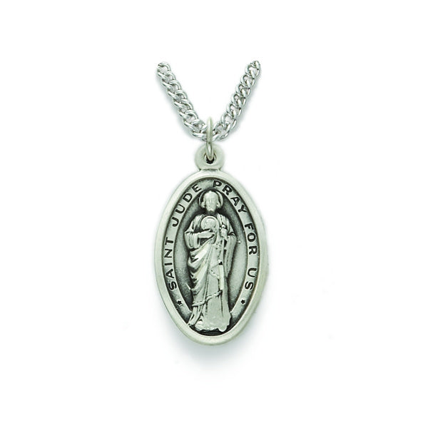 St. Jude Oval Sterling Silver Medal – The Catholic Gift Store