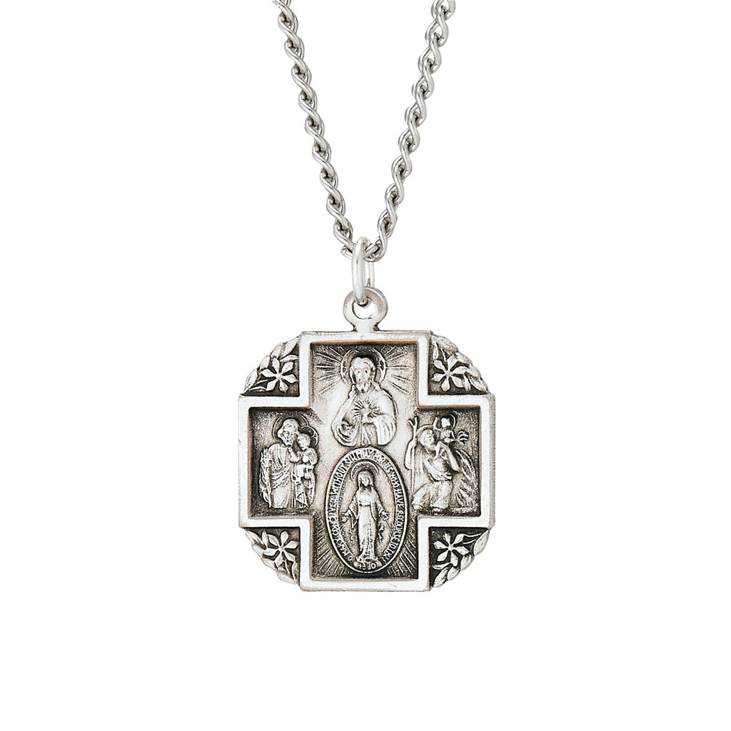 Square Four Way Sterling Silver Medal – The Catholic Gift Store