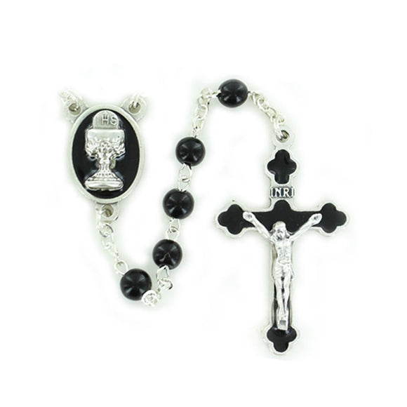 Black Enameled Communion Rosary
