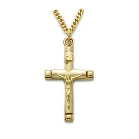 Banded Ends Satin Crucifix in Gold