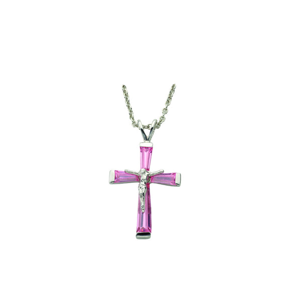 October Birthstone Crucifix Necklace