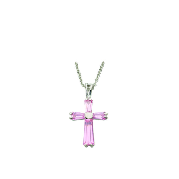 Lady's October Birthstone Cross Necklace