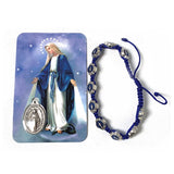 Blue Enamel Miraculous Medal Bracelet with Card