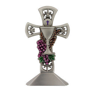 4" Standing Pewter First Communion Cross