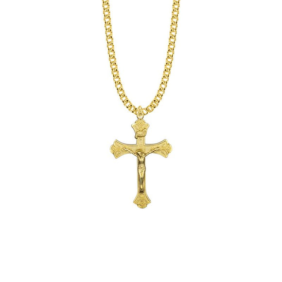 Gold Plated Budded Antique Crucifix