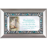 Silver & Blue Jeweled First Communion Music Box