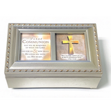 Champagne Silver First Communion Music Box