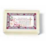 Ivory & Pink Jeweled First Communion Music Box