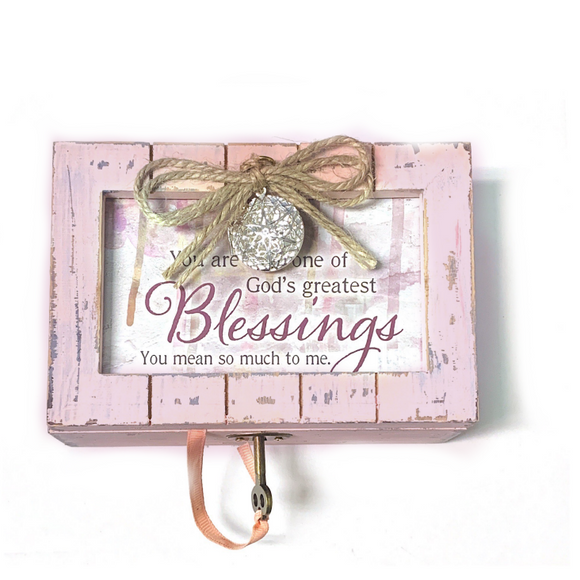 Greatest Blessings Pink Distressed Music Box
