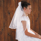 Satin and Sheer Rosebuds Communion Veil