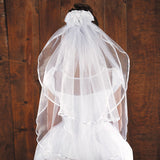 Satin and Sheer Rosebuds Communion Veil