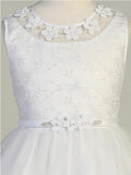 Sleeveless Embroidered Floral Tulle Dress