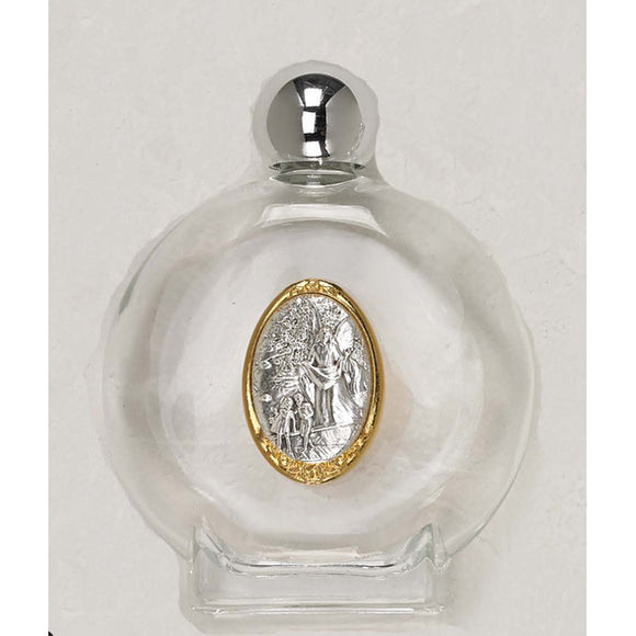 Silver and Gold Guardian Angel Glass Holy Water Bottle