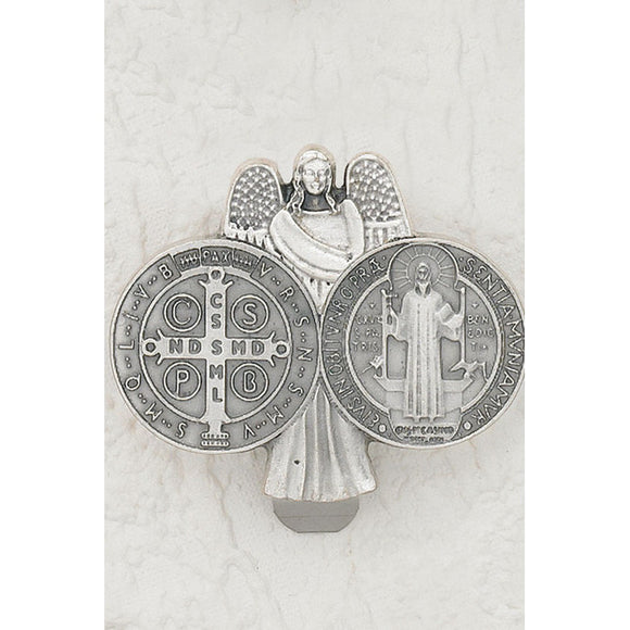 Angel with St. Benedict Medal Visor Clip