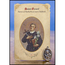 St. Gerard (Motherhood and Childbirth) Healing Medal Holy Card