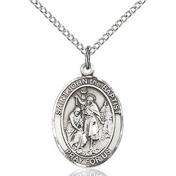 St. John the Baptist Oval Sterling Silver Medal – The Catholic Gift Store