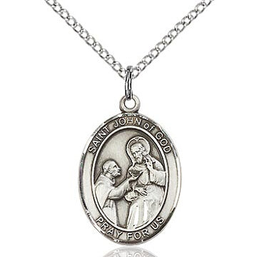 St. John of God Sterling Silver Oval Medal – The Catholic Gift Store