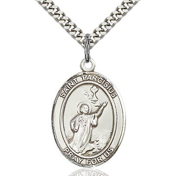 St. Tarcisius Sterling Silver Oval Medal
