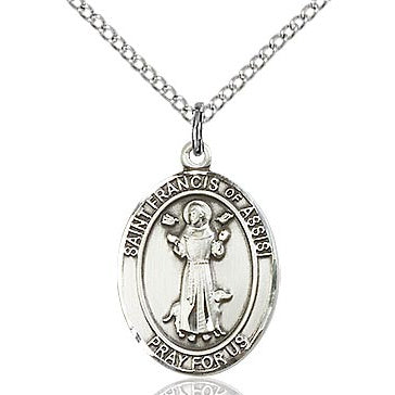 St. Francis of Assisi Sterling Silver Oval Medal – The Catholic Gift Store