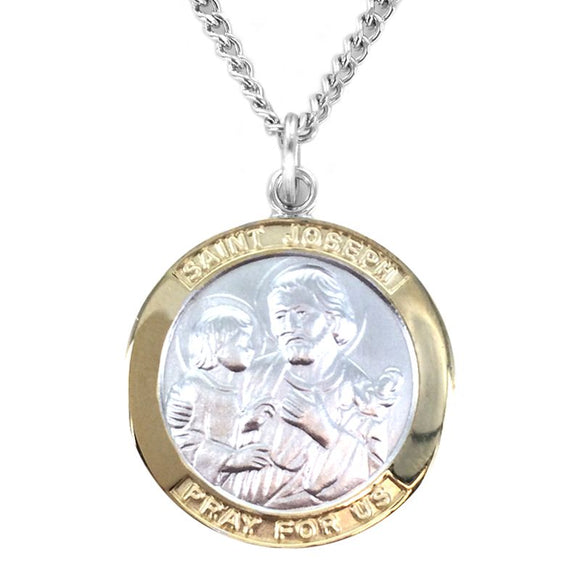 Large 2-Tone Saint Joseph Medal