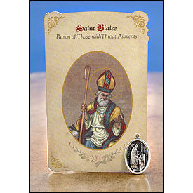 St. Blaise (Throat Ailments) Healing Medal Holy Card