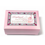 Pink Jeweled Baptism Music Box