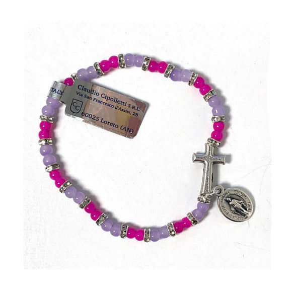 Hot Pink & Lavender Stretch Bracelet