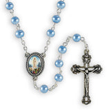 Light Blue Glass Pearl Our Lady of Fatima Rosary