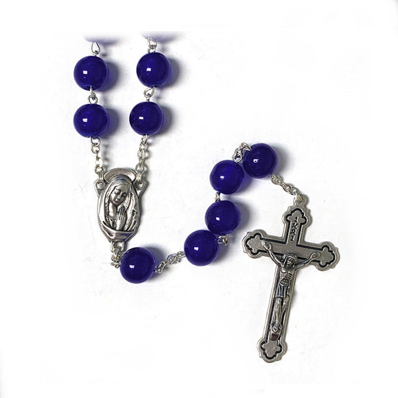10mm Blue Bead Rosary