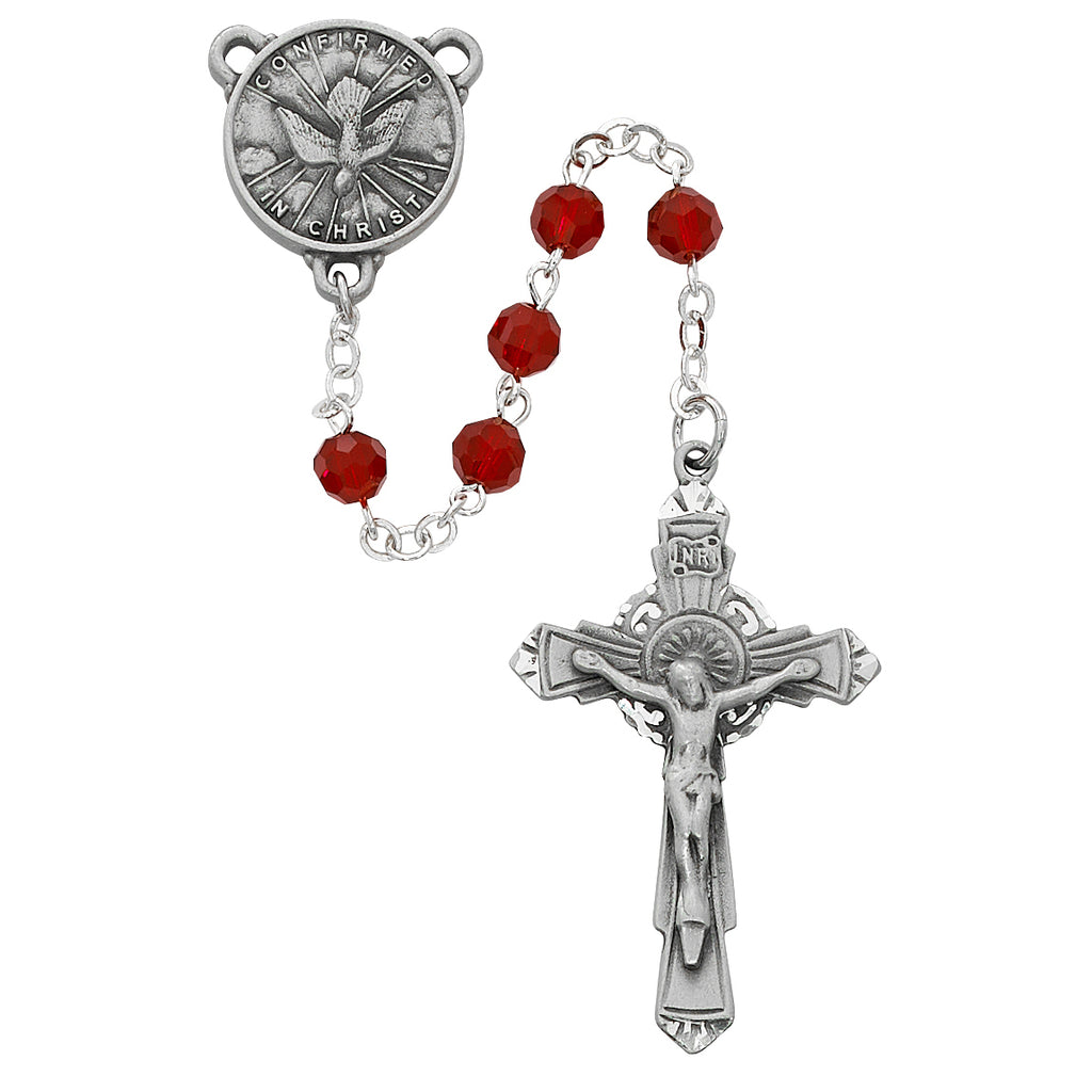 Red Crystal Confirmation Rosary – The Catholic Gift Store