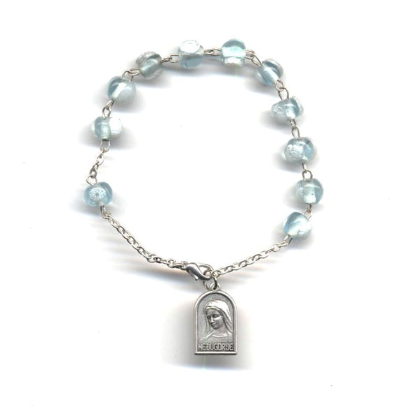 Light Aqua and White Murano Rosary Bracelet