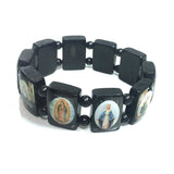 Large Black Devotional Saint Bracelet