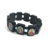 Large Black Devotional Saint Bracelet
