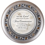 Round Jeweled First Communion Music Box